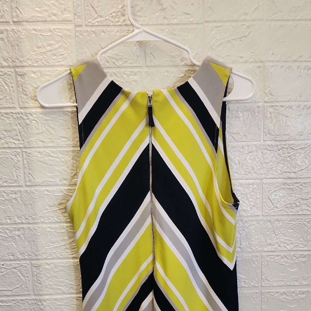 Milly Lime, Black & Cream Chevron Midi Dress - Picture 7 of 10